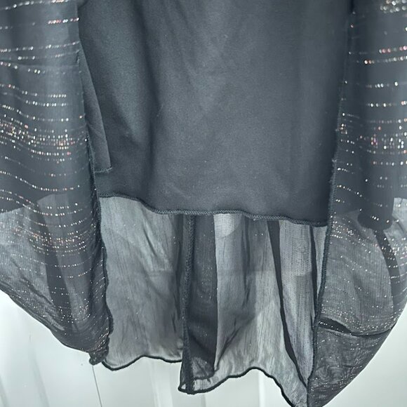 Black Sheer Sparkle Midi Dress with Belt and Long Sleeves Size: M - Picture 6 of 12